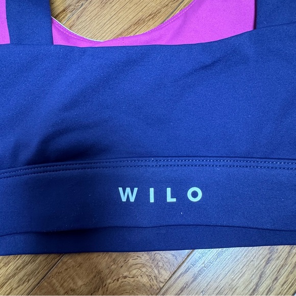 Wilo Color Block Scoop Sports Bra Navy Pink XS NEW - Picture 6 of 9